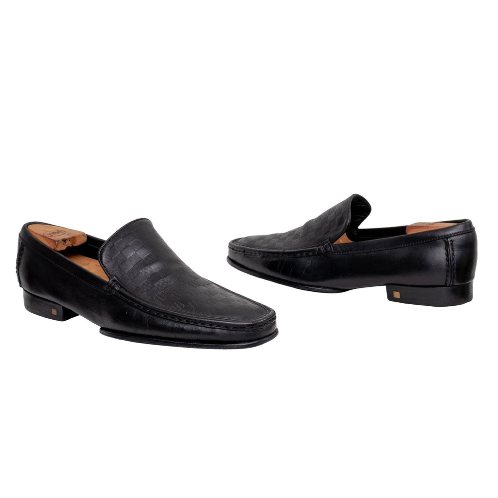 Louis Vuitton Damier Infini Leather Slip‎ On Loafers Black UK 7.5 US 8.5 EU 41.5